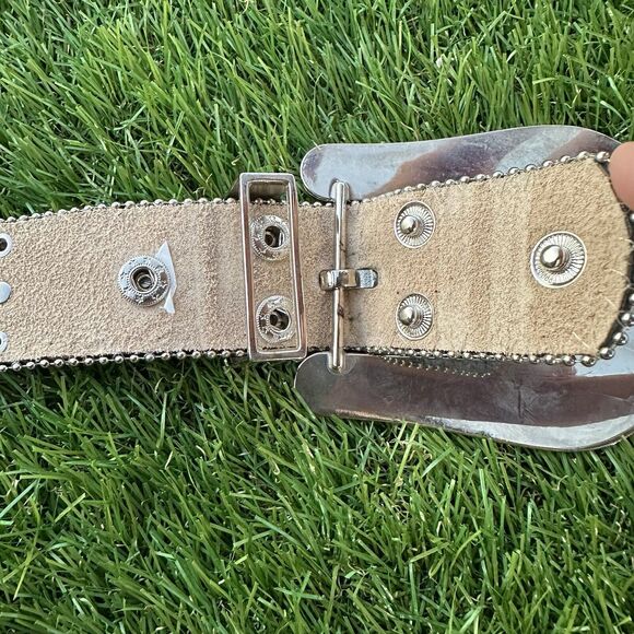 Blazin Roxx Bling Black Leather Belt Large Buckle Rhinestones Womans Size Large - Picture 11 of 11